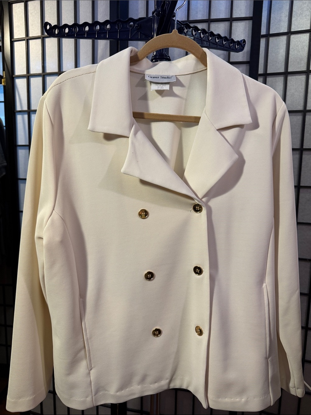Women's Double-Breasted Cream Suit